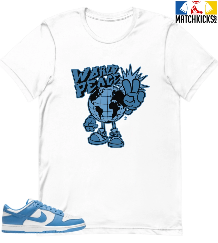 T-Shirt - Nike Dunk Low University Blue - Sneaker-Matching T-Shirt (World Peace) 3 T-Shirt - Nike Dunk Low University Blue - Sneaker-Matching T-Shirt (World Peace)