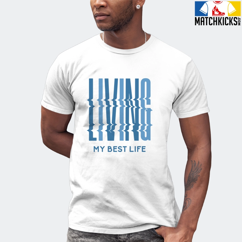 T-Shirt - Nike Dunk Low University Blue - Sneaker-Matching T-Shirt (LIVING MY BEST LIFE) 7 T-Shirt - Nike Dunk Low University Blue - Sneaker-Matching T-Shirt (LIVING MY BEST LIFE) - Image 5