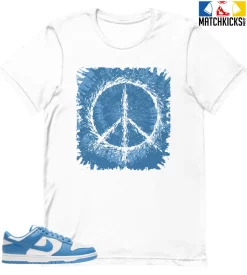 T-Shirt - Nike Dunk Low University Blue - Sneaker-Matching T-Shirt (Tie Dye Peace Sign)