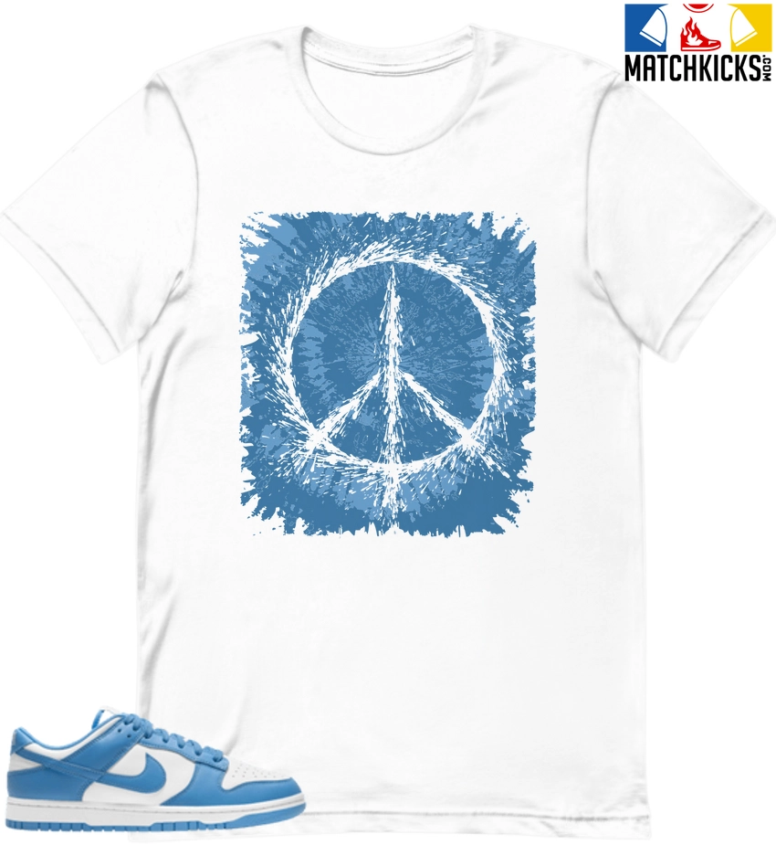 T-Shirt - Nike Dunk Low University Blue - Sneaker-Matching T-Shirt (Tie Dye Peace Sign) 3 T-Shirt - Nike Dunk Low University Blue - Sneaker-Matching T-Shirt (Tie Dye Peace Sign)