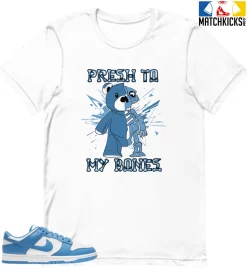 T-Shirt - Nike Dunk Low University Blue - Sneaker-Matching T-Shirt (Presh To Bones Bear)