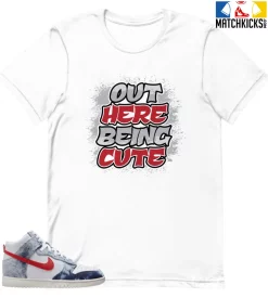 T-Shirt - Nike Dunk High Washed Denim Pack - Sneaker-Matching T-Shirt (Out Here Being CUTE)