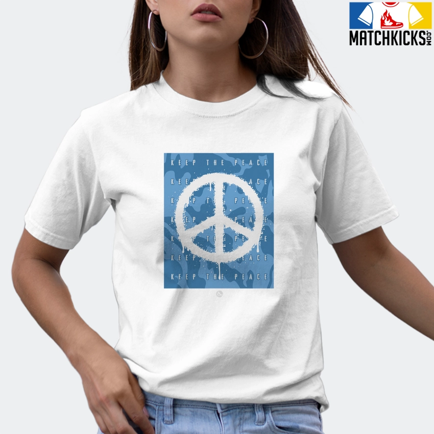 T-Shirt - Nike Dunk Low University Blue - Sneaker-Matching T-Shirt (Keep The Peace) 9 T-Shirt - Nike Dunk Low University Blue - Sneaker-Matching T-Shirt (Keep The Peace) - Image 7