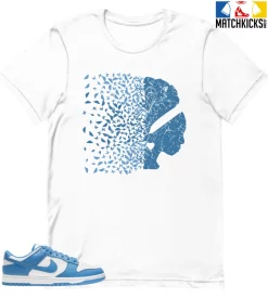 T-Shirt - Nike Dunk Low University Blue - Sneaker-Matching T-Shirt (Butterfly Lady)