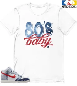 T-Shirt - Nike Dunk High Washed Denim Pack - Sneaker-Matching T-Shirt (80s Baby)