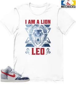 T-Shirt - Nike Dunk High Washed Denim Pack - Sneaker-Matching T-Shirt (Leo I Am A Lion)