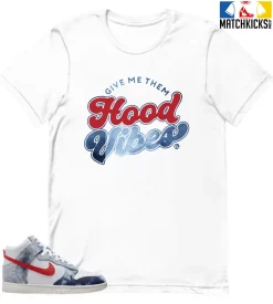 T-Shirt - Nike Dunk High Washed Denim Pack - Sneaker-Matching T-Shirt (Hood Vibes)