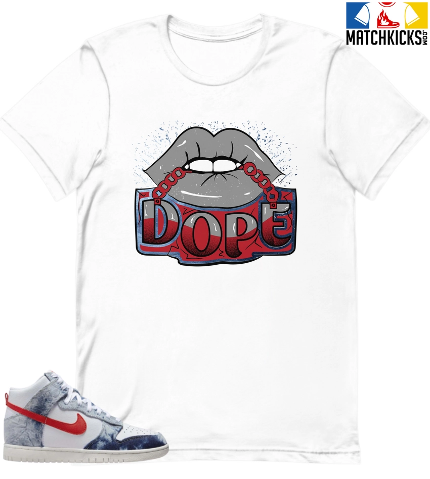T-Shirt - Nike Dunk High Washed Denim Pack - Sneaker-Matching T-Shirt (Dope Lips) 3 T-Shirt - Nike Dunk High Washed Denim Pack - Sneaker-Matching T-Shirt (Dope Lips)