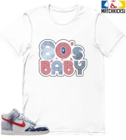 T-Shirt - Nike Dunk High Washed Denim Pack - Sneaker-Matching T-Shirt (80's Baby)