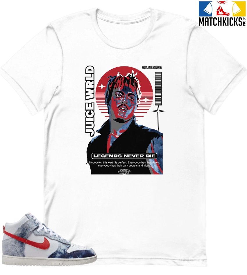 T-Shirt - Nike Dunk High Washed Denim Pack - Sneaker-Matching T-Shirt (Juice Wrld) 3 T-Shirt - Nike Dunk High Washed Denim Pack - Sneaker-Matching T-Shirt (Juice Wrld)