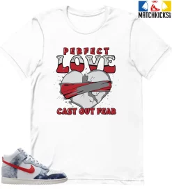 T-Shirt - Nike Dunk High Washed Denim Pack - Sneaker-Matching T-Shirt (Perfect Love Cast Out Fear)