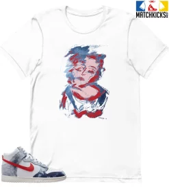 T-Shirt - Nike Dunk High Washed Denim Pack - Sneaker-Matching T-Shirt (Marilyn Abstract)