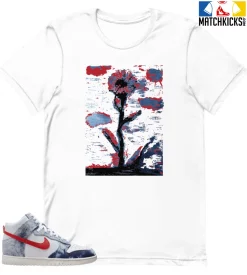 T-Shirt - Nike Dunk High Washed Denim Pack - Sneaker-Matching T-Shirt (Single Flower)