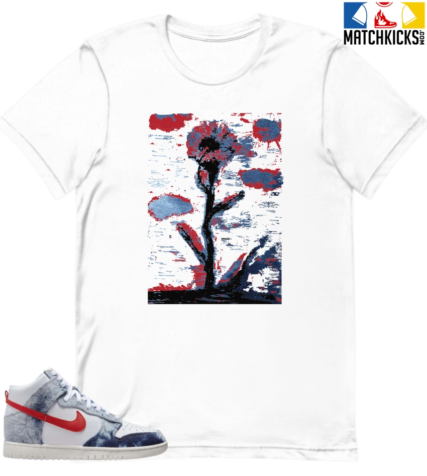 T-Shirt - Nike Dunk High Washed Denim Pack - Sneaker-Matching T-Shirt (Single Flower) 3 T-Shirt - Nike Dunk High Washed Denim Pack - Sneaker-Matching T-Shirt (Single Flower)