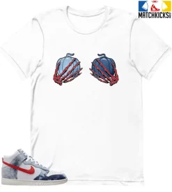 T-Shirt - Nike Dunk High Washed Denim Pack - Sneaker-Matching T-Shirt (Pumpkin Skeleton Hands)