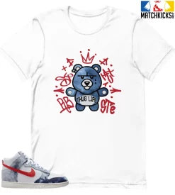 T-Shirt - Nike Dunk High Washed Denim Pack - Sneaker-Matching T-Shirt (THUG LIFE BEAR)