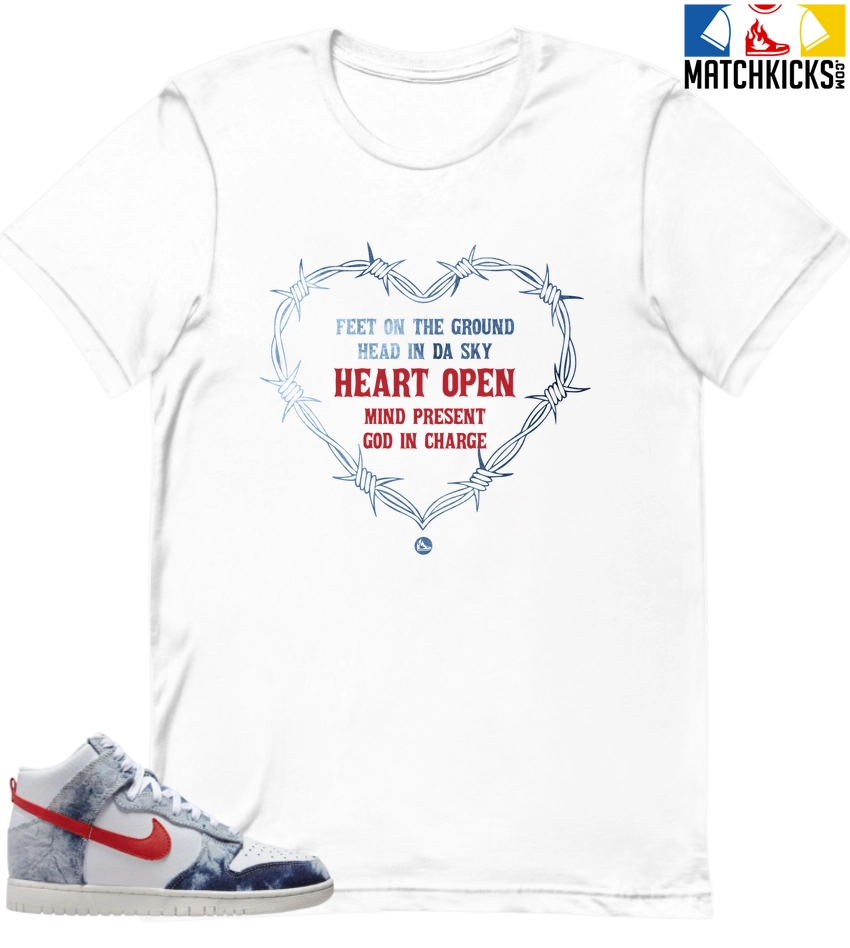 T-Shirt - Nike Dunk High Washed Denim Pack - Sneaker-Matching T-Shirt (Heart Open) 3 T-Shirt - Nike Dunk High Washed Denim Pack - Sneaker-Matching T-Shirt (Heart Open)