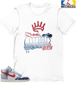T-Shirt - Nike Dunk High Washed Denim Pack - Sneaker-Matching T-Shirt (QUEEN GRAF)