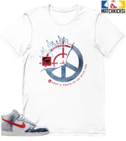 T-Shirt - Nike Dunk High Washed Denim Pack - Sneaker-Matching T-Shirt (Keep A Peace)