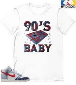 T-Shirt - Nike Dunk High Washed Denim Pack - Sneaker-Matching T-Shirt (90's Baby Cassette)