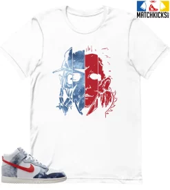 T-Shirt - Nike Dunk High Washed Denim Pack - Sneaker-Matching T-Shirt (Scary Friend Squad)