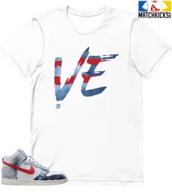 T-Shirt - Nike Dunk High Washed Denim Pack - Sneaker-Matching T-Shirt (Rainbow Love Right)