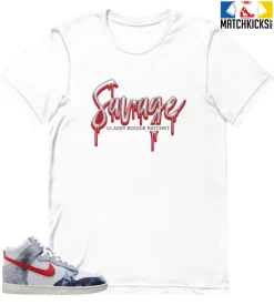 T-Shirt - Nike Dunk High Washed Denim Pack - Sneaker-Matching T-Shirt (Savage Classy Bougie Ratchet)