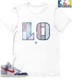 T-Shirt - Nike Dunk High Washed Denim Pack - Sneaker-Matching T-Shirt (Retro Love Left)