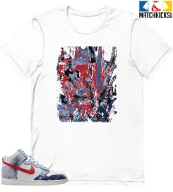 T-Shirt - Nike Dunk High Washed Denim Pack - Sneaker-Matching T-Shirt (Abstract Flower)