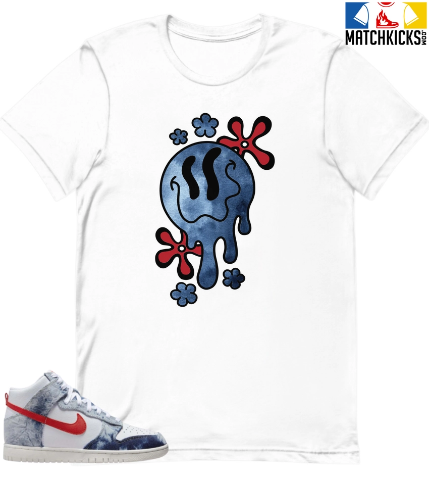 T-Shirt - Nike Dunk High Washed Denim Pack - Sneaker-Matching T-Shirt (Melty Face) 3 T-Shirt - Nike Dunk High Washed Denim Pack - Sneaker-Matching T-Shirt (Melty Face)