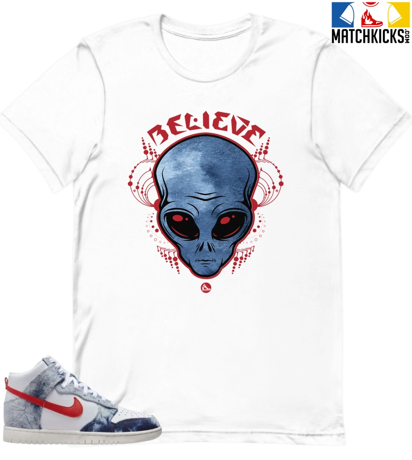 T-Shirt - Nike Dunk High Washed Denim Pack - Sneaker-Matching T-Shirt (Believe) 3 T-Shirt - Nike Dunk High Washed Denim Pack - Sneaker-Matching T-Shirt (Believe)