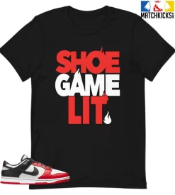 T-Shirt - Nike Dunk Low EMB NBA 75th Anniversary Chicago - Sneaker-Matching T-Shirt (Shoe Game Lit)
