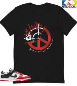 T-Shirt - Nike Dunk Low EMB NBA 75th Anniversary Chicago - Sneaker-Matching T-Shirt (Keep A Peace)