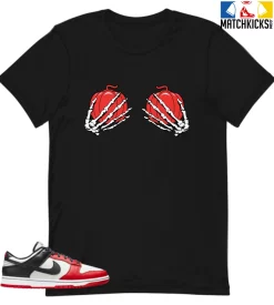 T-Shirt - Nike Dunk Low EMB NBA 75th Anniversary Chicago - Sneaker-Matching T-Shirt (Pumpkin Skeleton Hands)