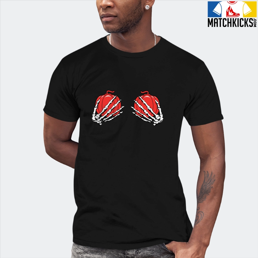 T-Shirt - Nike Dunk Low EMB NBA 75th Anniversary Chicago - Sneaker-Matching T-Shirt (Pumpkin Skeleton Hands) 7 T-Shirt - Nike Dunk Low EMB NBA 75th Anniversary Chicago - Sneaker-Matching T-Shirt (Pumpkin Skeleton Hands) - Image 5