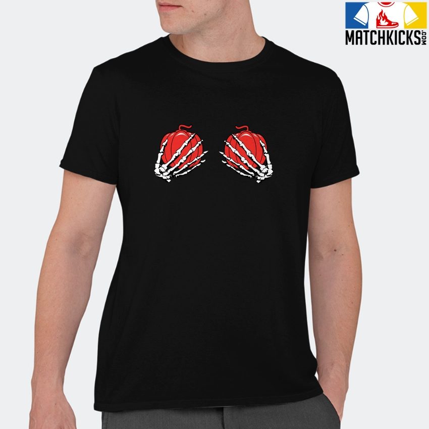 T-Shirt - Nike Dunk Low EMB NBA 75th Anniversary Chicago - Sneaker-Matching T-Shirt (Pumpkin Skeleton Hands) 11 T-Shirt - Nike Dunk Low EMB NBA 75th Anniversary Chicago - Sneaker-Matching T-Shirt (Pumpkin Skeleton Hands) - Image 9