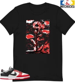 T-Shirt - Nike Dunk Low EMB NBA 75th Anniversary Chicago - Sneaker-Matching T-Shirt (Single Flower)