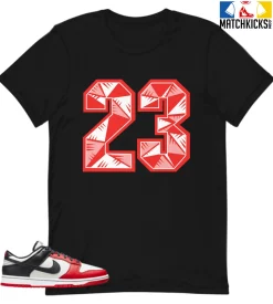T-Shirt - Nike Dunk Low EMB NBA 75th Anniversary Chicago - Sneaker-Matching T-Shirt (23 Number Design 1)