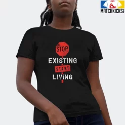 T-Shirt - Nike Dunk Low EMB NBA 75th Anniversary Chicago - Sneaker-Matching T-Shirt (Stop Existing Start Living) -Nike Dunk shop online mockupGenerator 3252