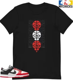 T-Shirt - Nike Dunk Low EMB NBA 75th Anniversary Chicago - Sneaker-Matching T-Shirt (Three Bad Skulls)