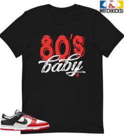T-Shirt - Nike Dunk Low EMB NBA 75th Anniversary Chicago - Sneaker-Matching T-Shirt (80s Baby)