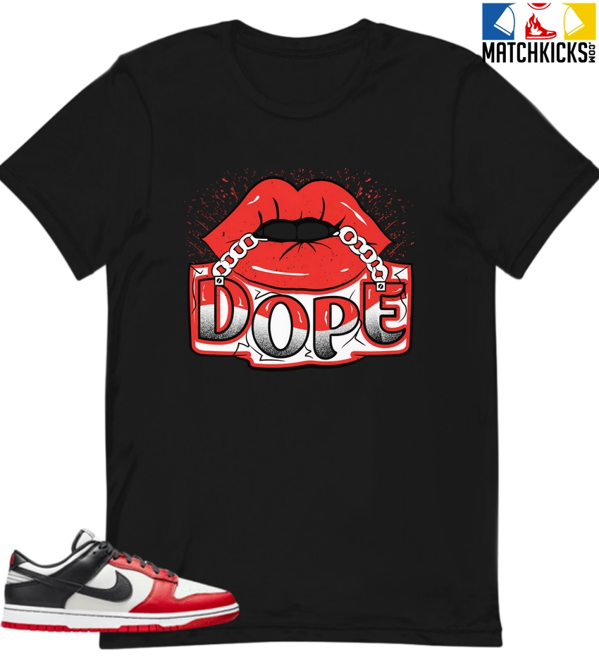 T-Shirt - Nike Dunk Low EMB NBA 75th Anniversary Chicago - Sneaker-Matching T-Shirt (Dope Lips) 3 T-Shirt - Nike Dunk Low EMB NBA 75th Anniversary Chicago - Sneaker-Matching T-Shirt (Dope Lips)