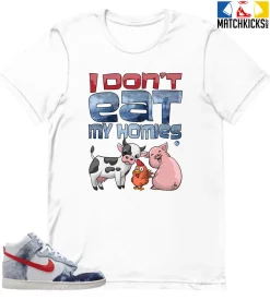 T-Shirt - Nike Dunk High Washed Denim Pack - Sneaker-Matching T-Shirt (I Don't Eat My Homies)