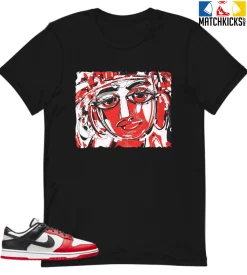 T-Shirt - Nike Dunk Low EMB NBA 75th Anniversary Chicago - Sneaker-Matching T-Shirt (Abstract Face)