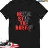 T-Shirt - Nike Dunk Low EMB NBA 75th Anniversary Chicago - Sneaker-Matching T-Shirt (Never Stop The Hustle)