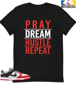 T-Shirt - Nike Dunk Low EMB NBA 75th Anniversary Chicago - Sneaker-Matching T-Shirt (PRAY DREAM HUSTLE REPEAT)