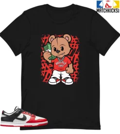 T-Shirt - Nike Dunk Low EMB NBA 75th Anniversary Chicago - Sneaker-Matching T-Shirt (HUSTLE HARD BEAR)