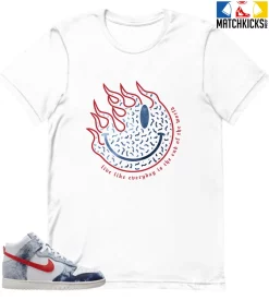T-Shirt - Nike Dunk High Washed Denim Pack - Sneaker-Matching T-Shirt (Keep Smiling)