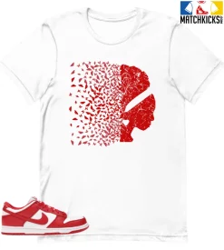 T-Shirt - Nike Dunk Low University Red (2020) - Sneaker-Matching T-Shirt (Butterfly Lady)