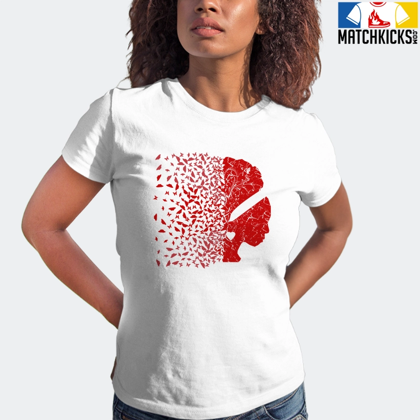 T-Shirt - Nike Dunk Low University Red (2020) - Sneaker-Matching T-Shirt (Butterfly Lady) 6 T-Shirt - Nike Dunk Low University Red (2020) - Sneaker-Matching T-Shirt (Butterfly Lady) - Image 4